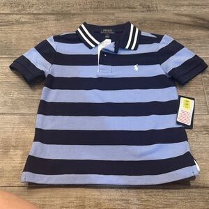 Polo by Ralph Lauren Kids Striped Polo in Navy and Light Blue
